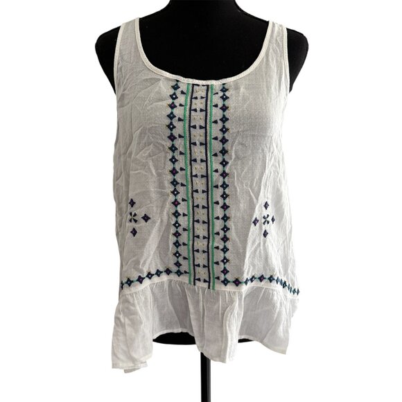 Hollister Racerback Embroidered Top M Boho Festival Hippie Boho Chic Indie - Picture 1 of 8